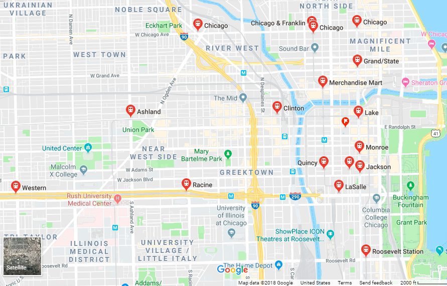 Downtown Chicago CTA Stops