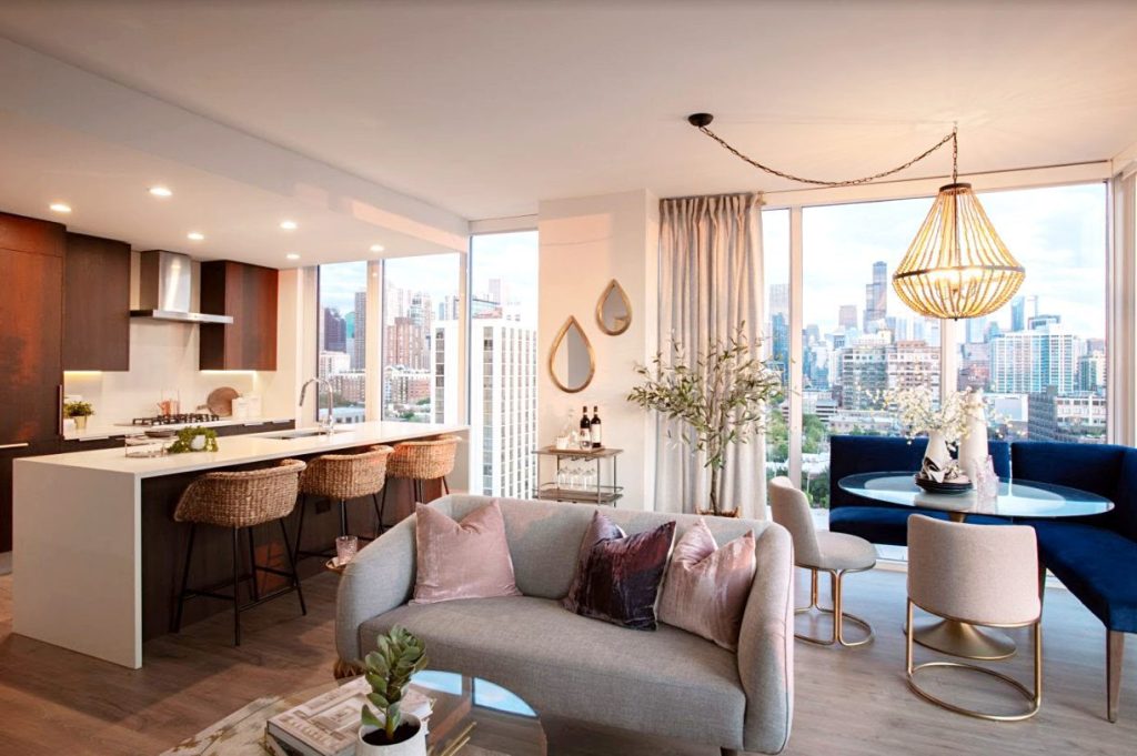 The interior of a luxury apartment building in Chicago's Old Town Park's second tower.