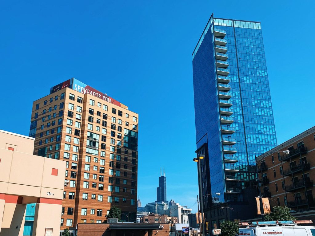 A view of new luxury apartments in River West offer some of the best skyline views in the city