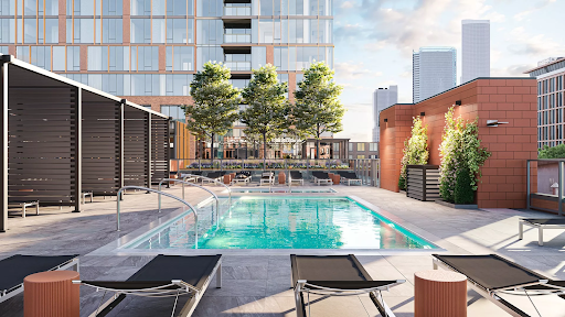 Rooftop deck with pool at One Six Six.
