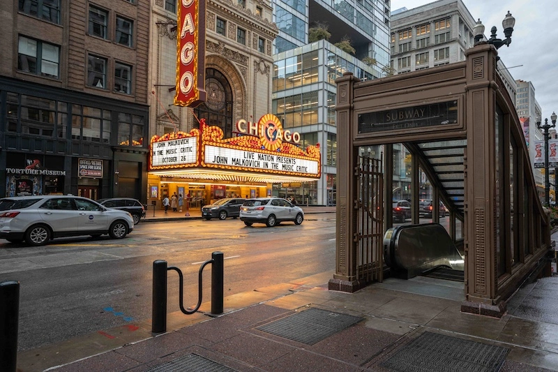 The Chicago Theatre in The Loop neighborhood.